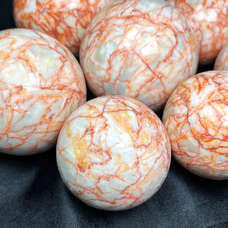 Natural Red Network Stone Ball Heal ing Gemstone Home Decor