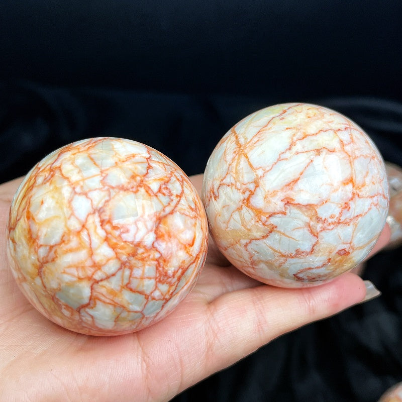 Natural Red Network Stone Ball Heal ing Gemstone Home Decor