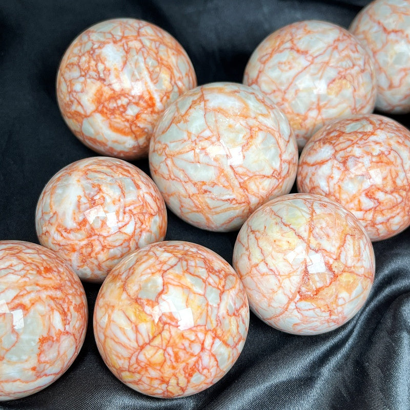 Natural Red Network Stone Ball Heal ing Gemstone Home Decor