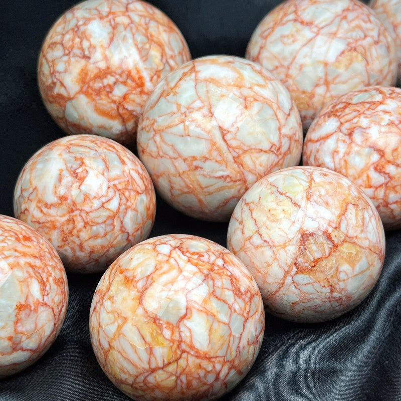 Natural Red Network Stone Ball Heal ing Gemstone Home Decor