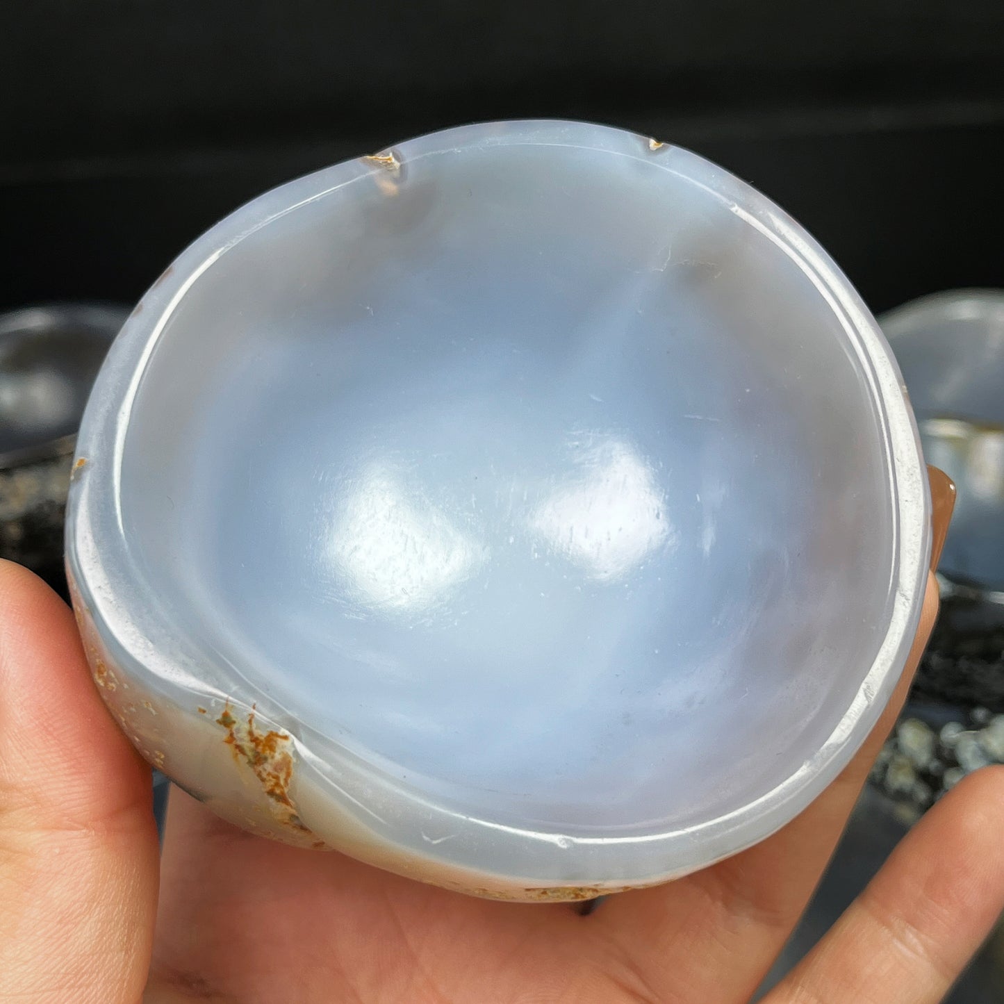 Natural Agate Carved Bowl Heal ing Gemstone Home Decor