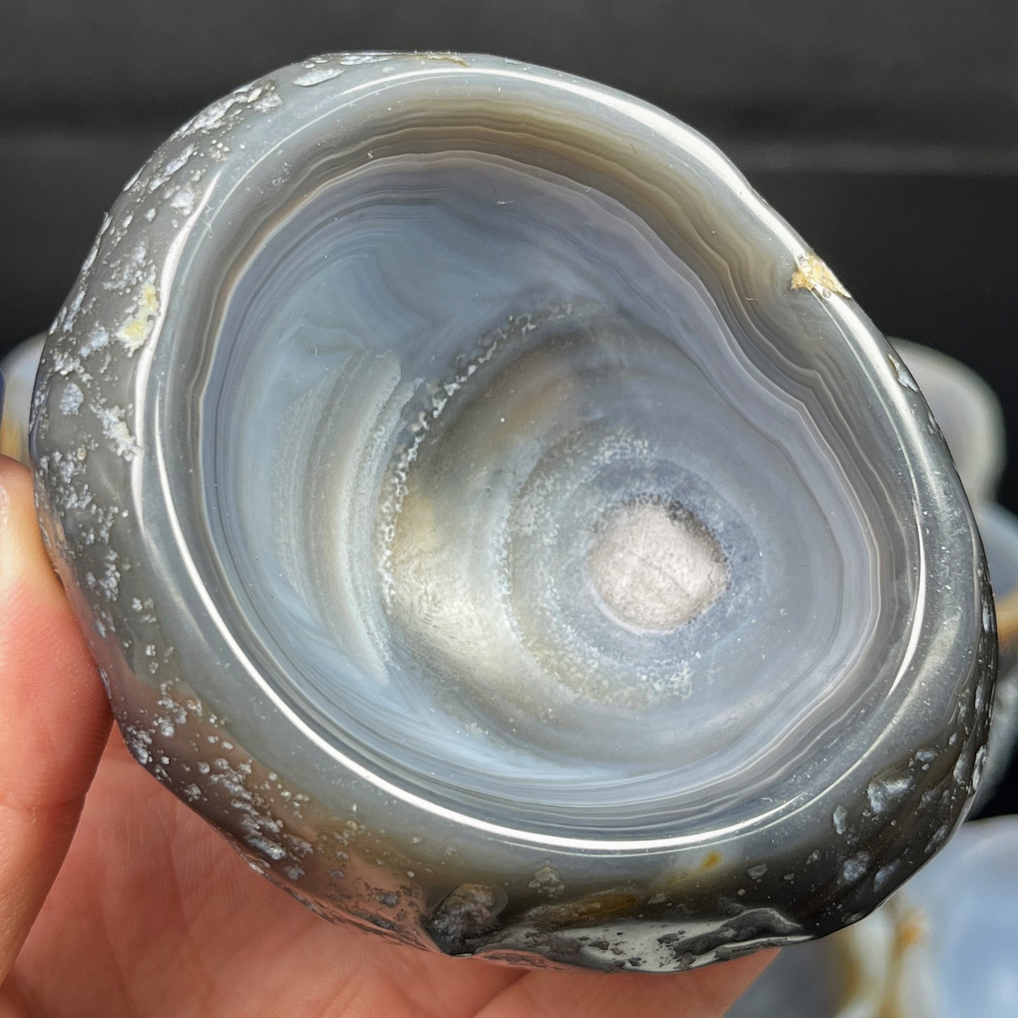 Natural Agate Carved Bowl Heal ing Gemstone Home Decor