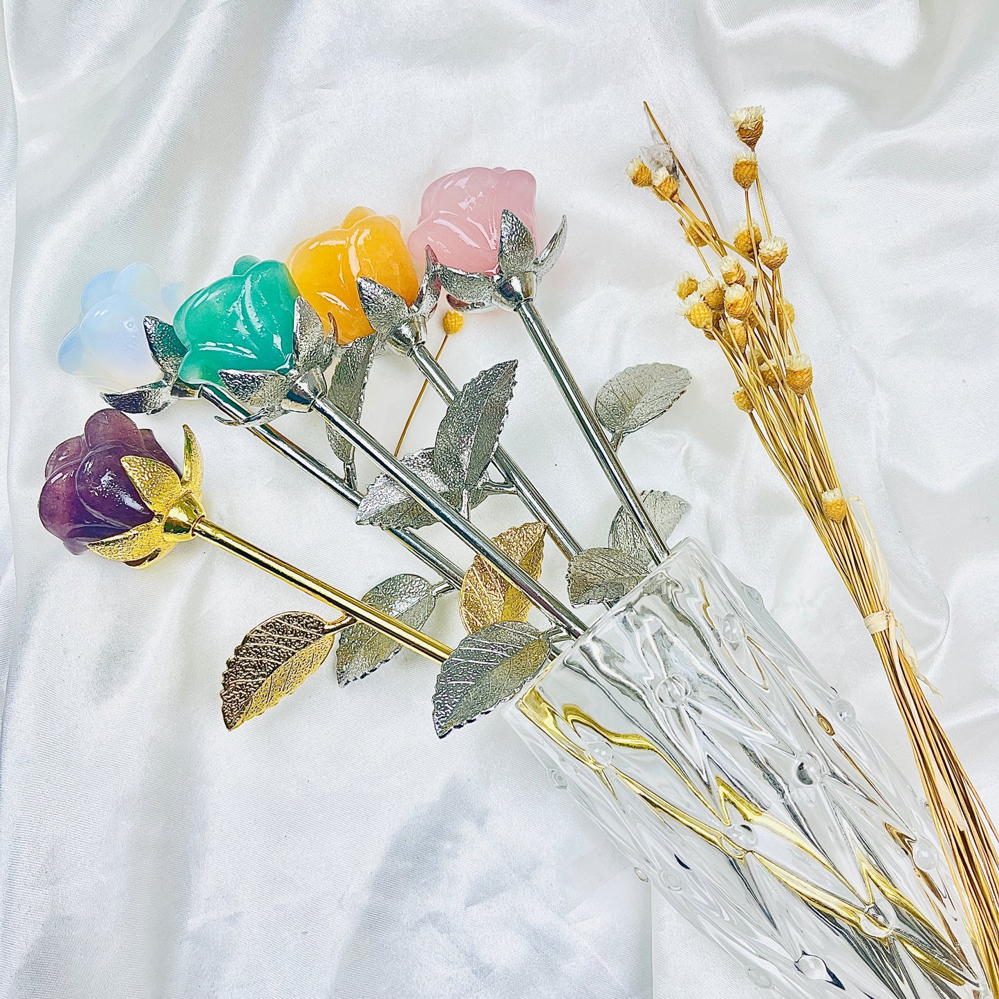 Natural Crystal ornament rose Heal ing Gemstone Home Decor