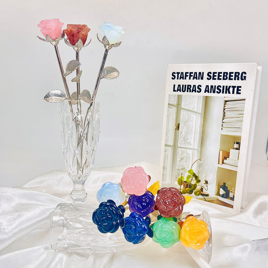 Natural Crystal ornament rose Heal ing Gemstone Home Decor