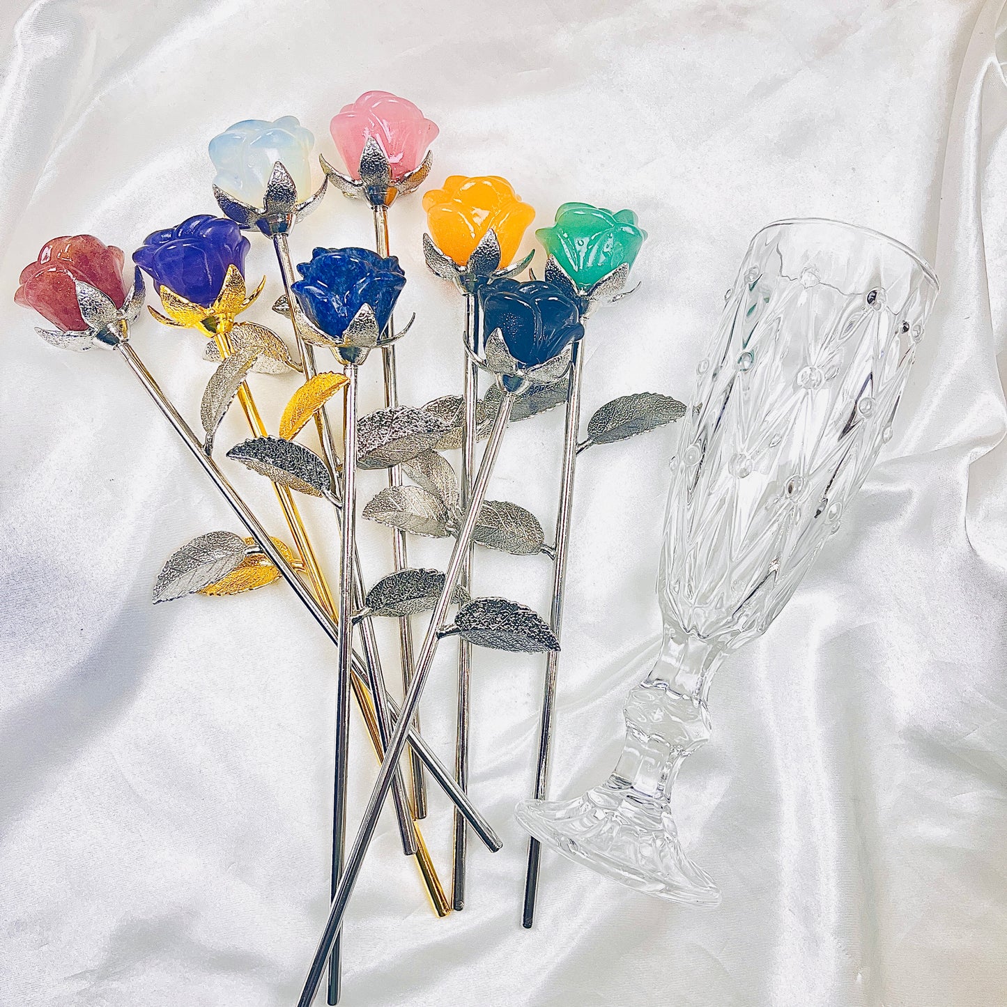 Natural Crystal ornament rose Heal ing Gemstone Home Decor