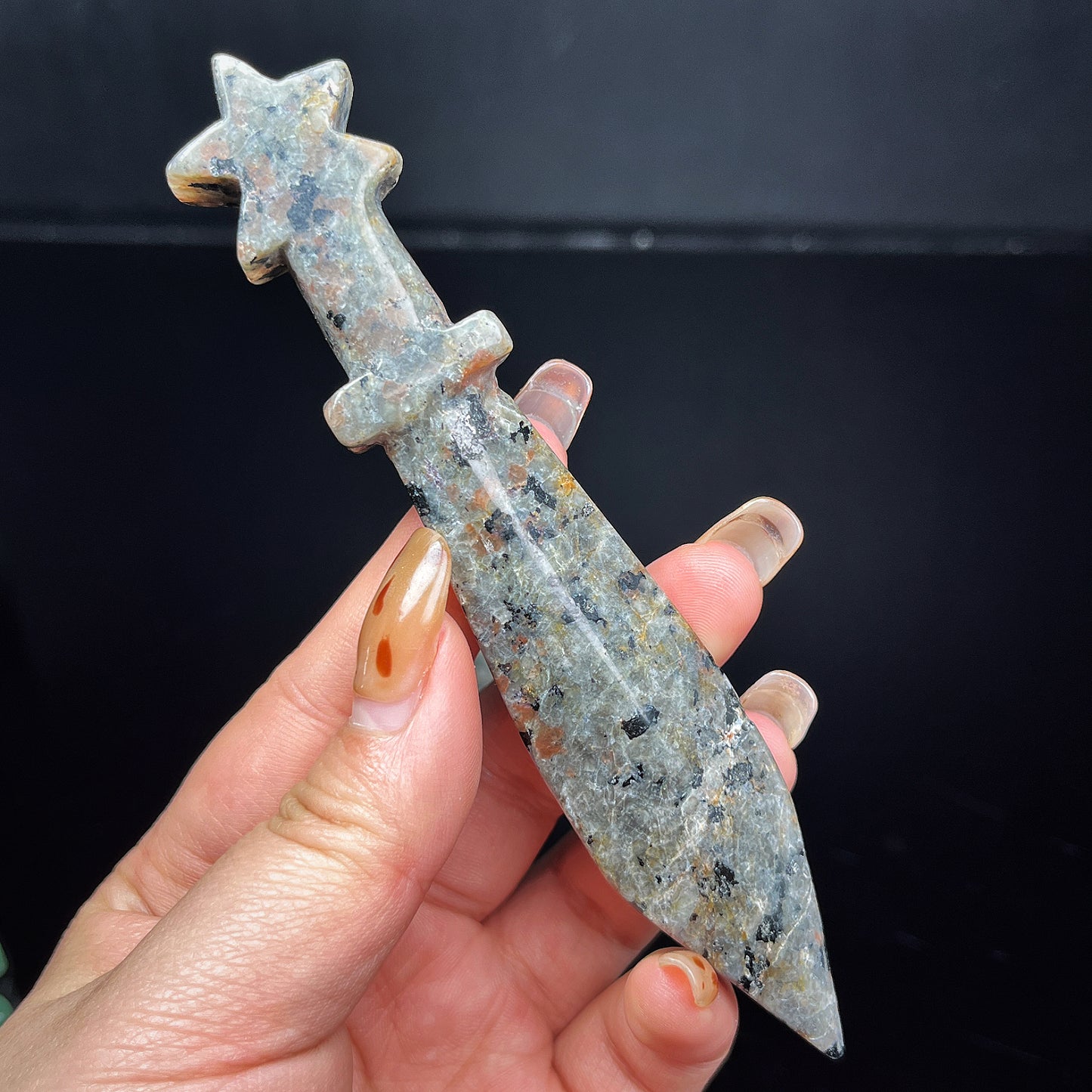 Natural Mixed material carving dagger Heal ing Gemstone Home Decor