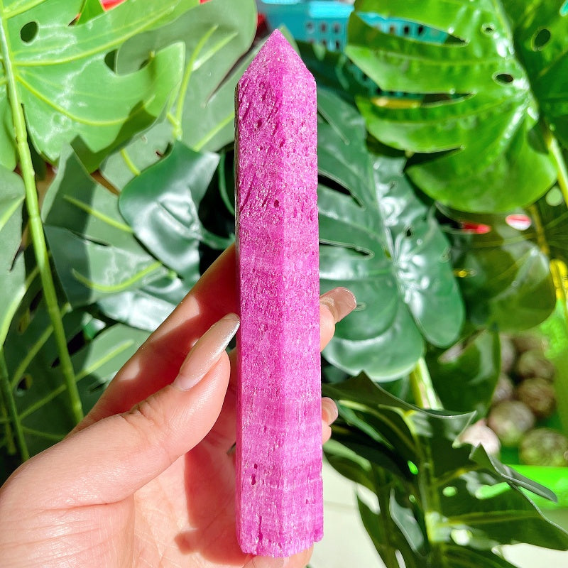 Natural Ruby single pointed pillar  Heal ing Gemstone Home Decor