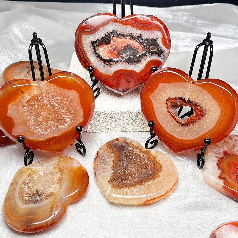 Natural Crystal Cave Red Agate Love  Heal ing Gemstone Home Decor