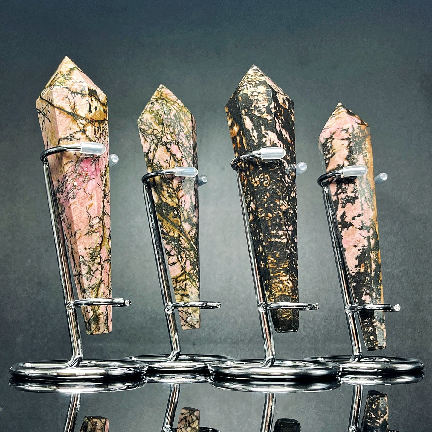 Natural Rose pyroxene scepter Heal ing Gemstone Home Decor