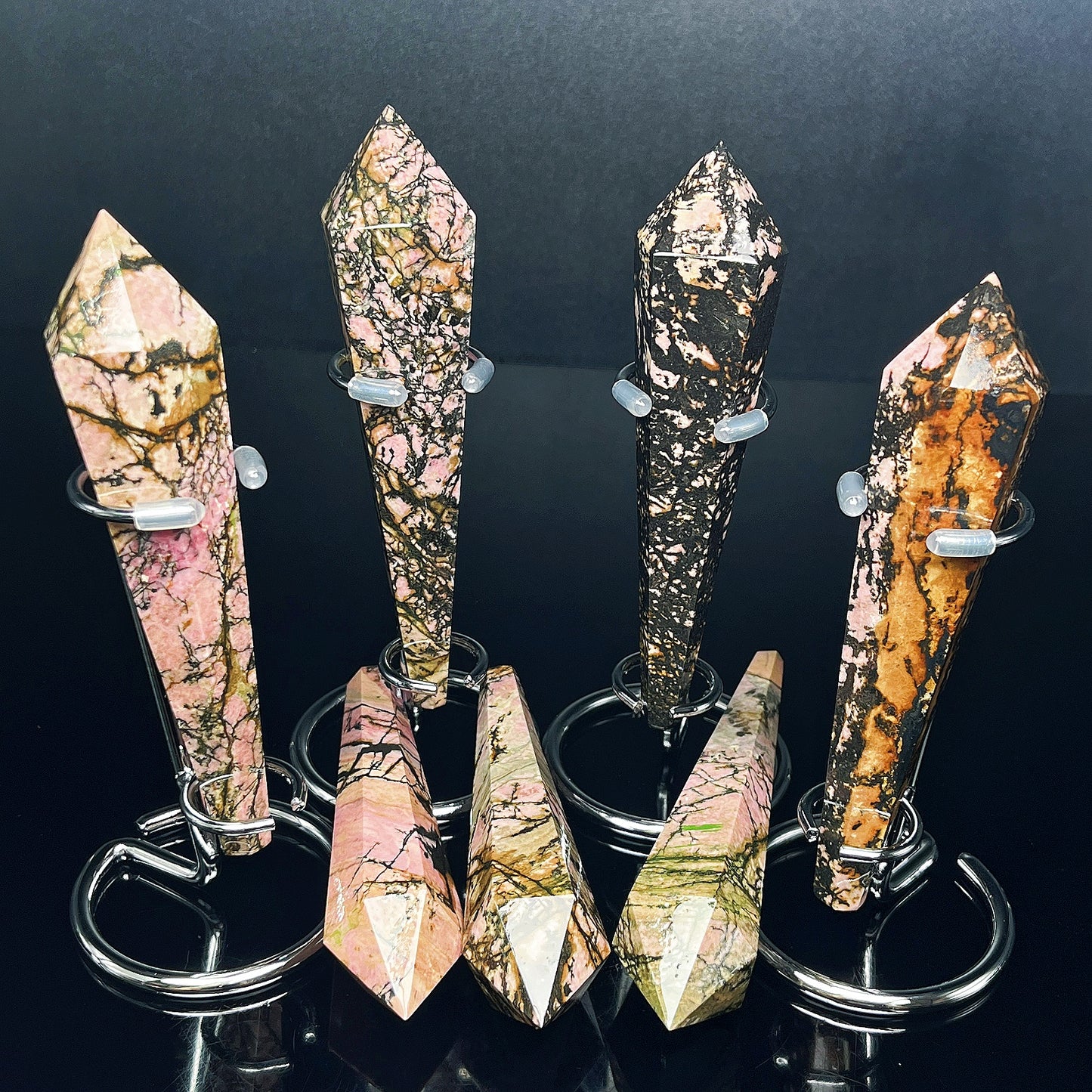 Natural Rose pyroxene scepter Heal ing Gemstone Home Decor