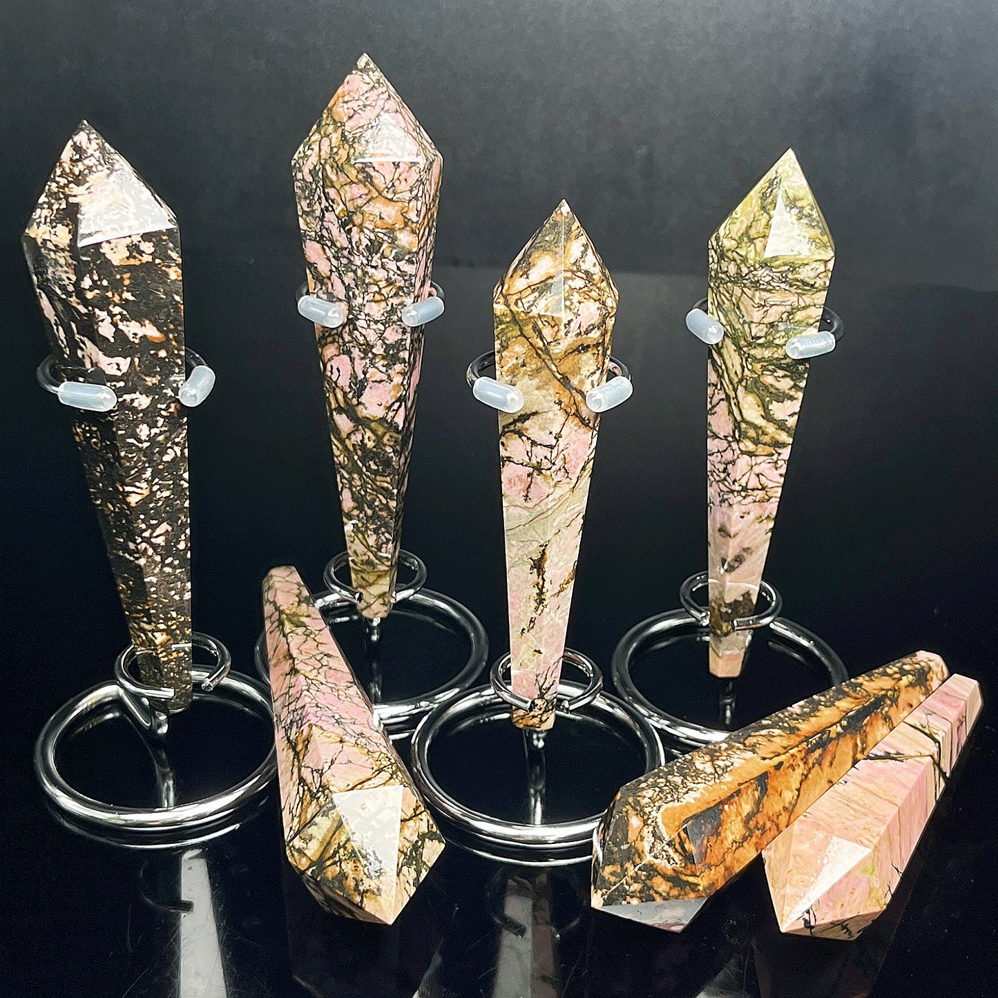Natural Rose pyroxene scepter Heal ing Gemstone Home Decor