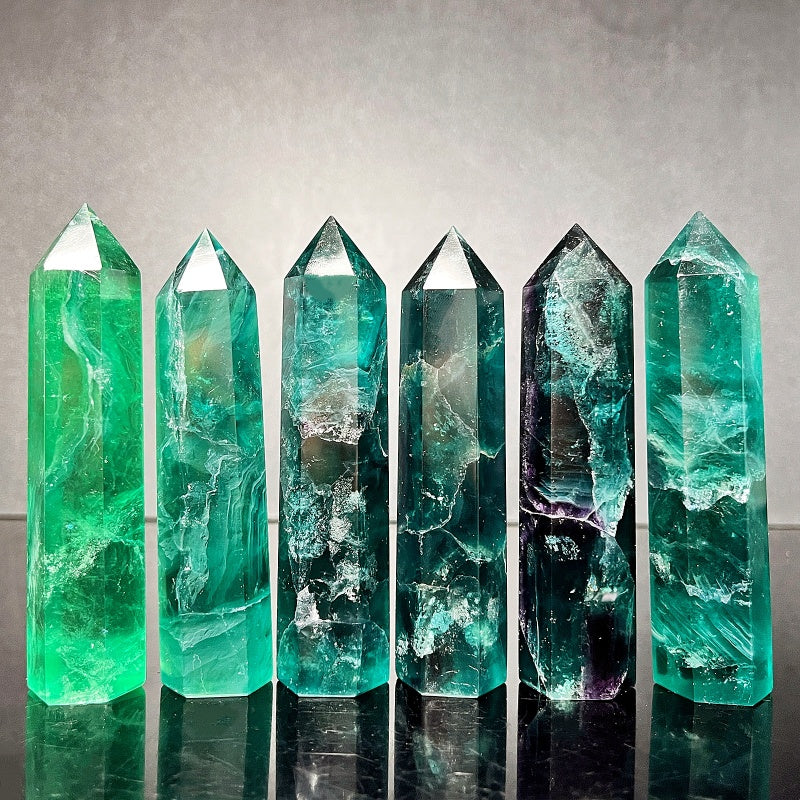 Natural Blue fluorite single pointed column Heal ing Gemstone Home Decor