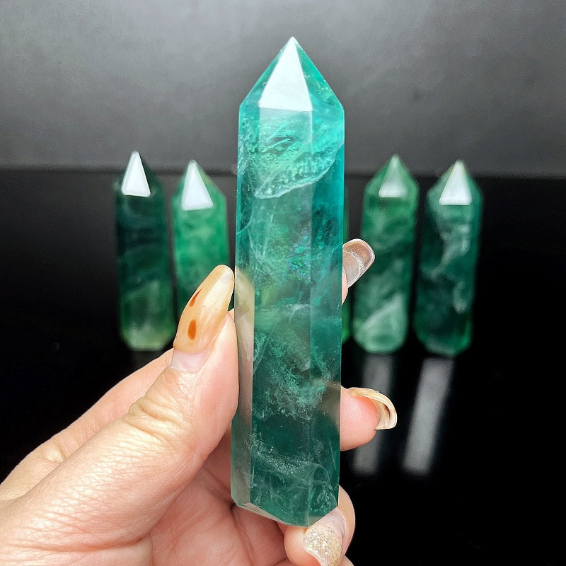 Natural Blue fluorite single pointed column Heal ing Gemstone Home Decor