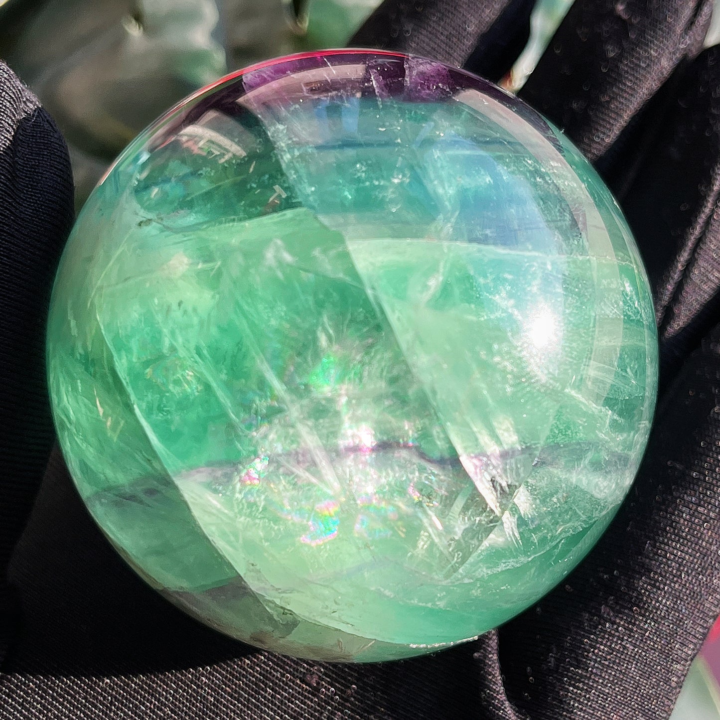 Natural Feather Firefly Stone Ball Heal ing Gemstone Home Decor