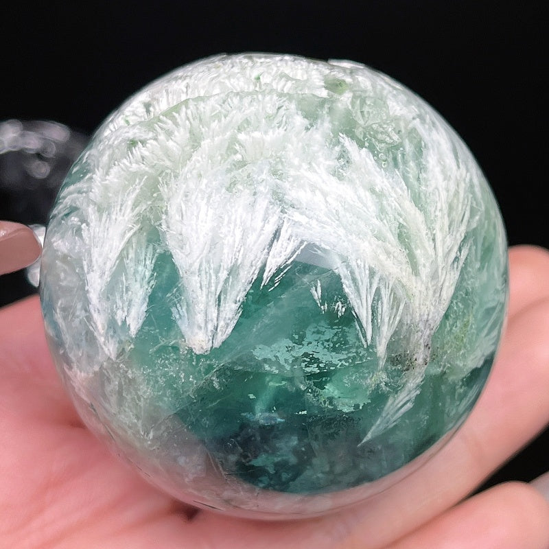 Natural Feather Firefly Stone Ball Heal ing Gemstone Home Decor