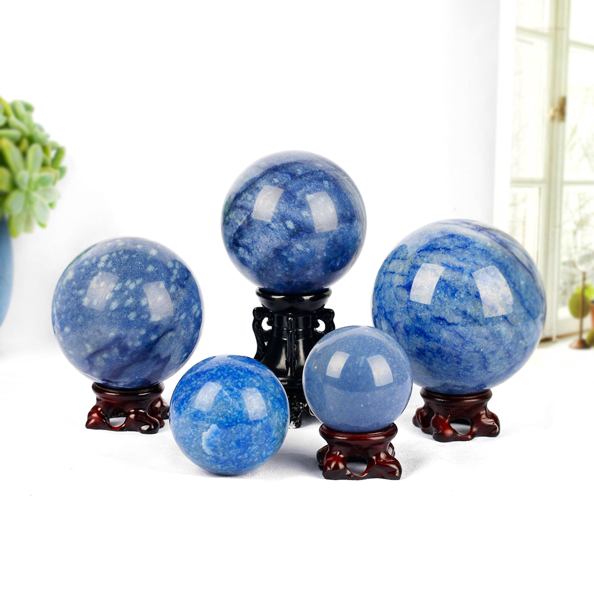 Natural blue aventurine Crystal Sphere Healing Energy Ball Meditation Home Decor Gift