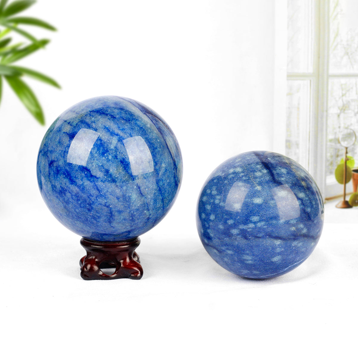 Natural blue aventurine Crystal Sphere Healing Energy Ball Meditation Home Decor Gift