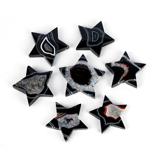Natural Black and red wrapped agate star Heal ing Gemstone Home Decor
