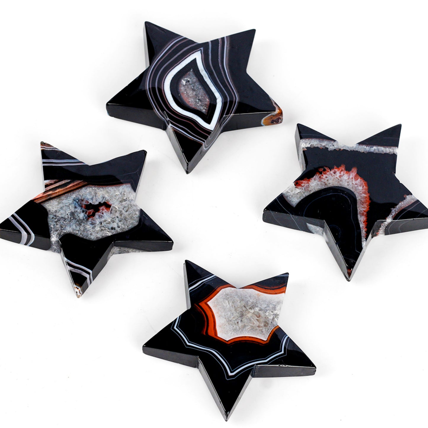 Natural Black and red wrapped agate star Heal ing Gemstone Home Decor