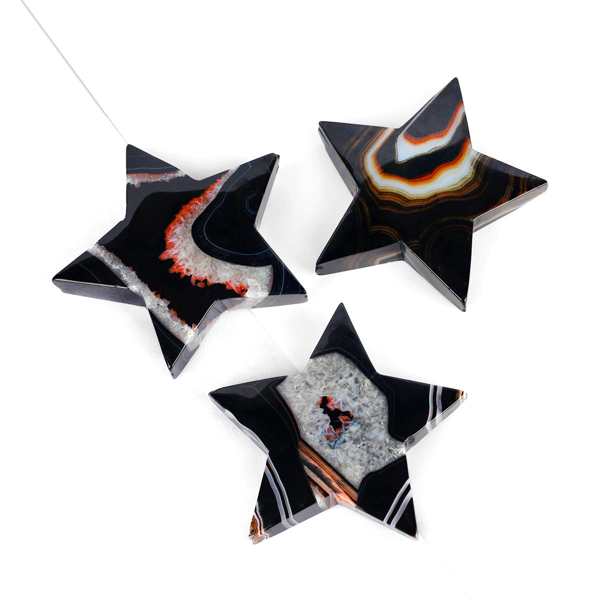 Natural Black and red wrapped agate star Heal ing Gemstone Home Decor