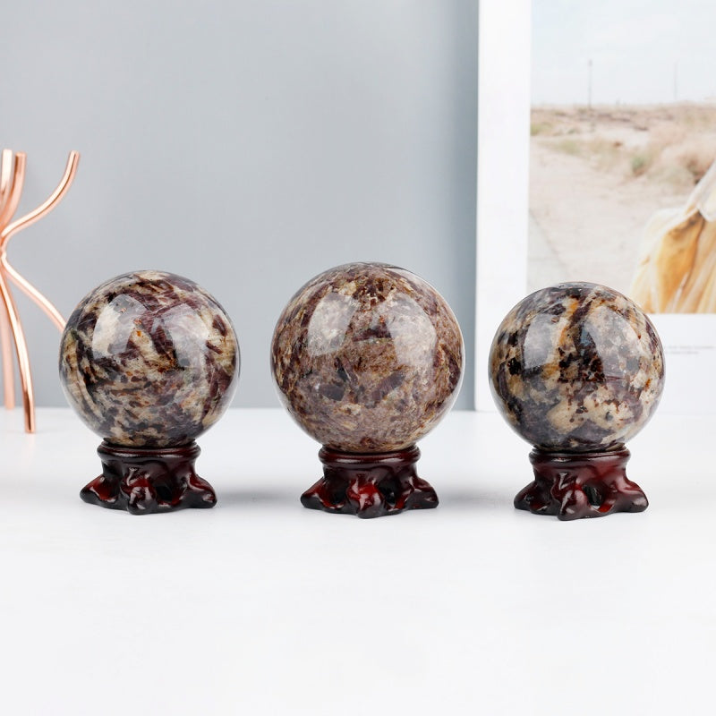 Natural Red Treasure Sun Stone Ball Heal ing Gemstone Home Decor