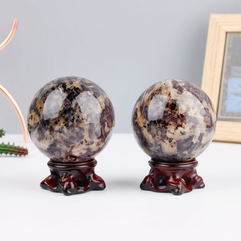 Natural Red Treasure Sun Stone Ball Heal ing Gemstone Home Decor