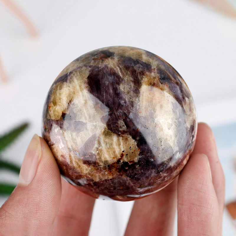 Natural Red Treasure Sun Stone Ball Heal ing Gemstone Home Decor