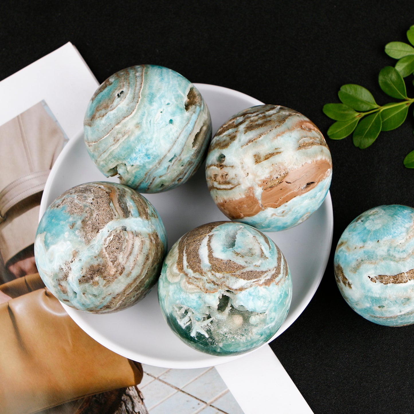 Natural Blue Hemimorphite Sphere Healing Energy Ball Meditation Home Decor Gift