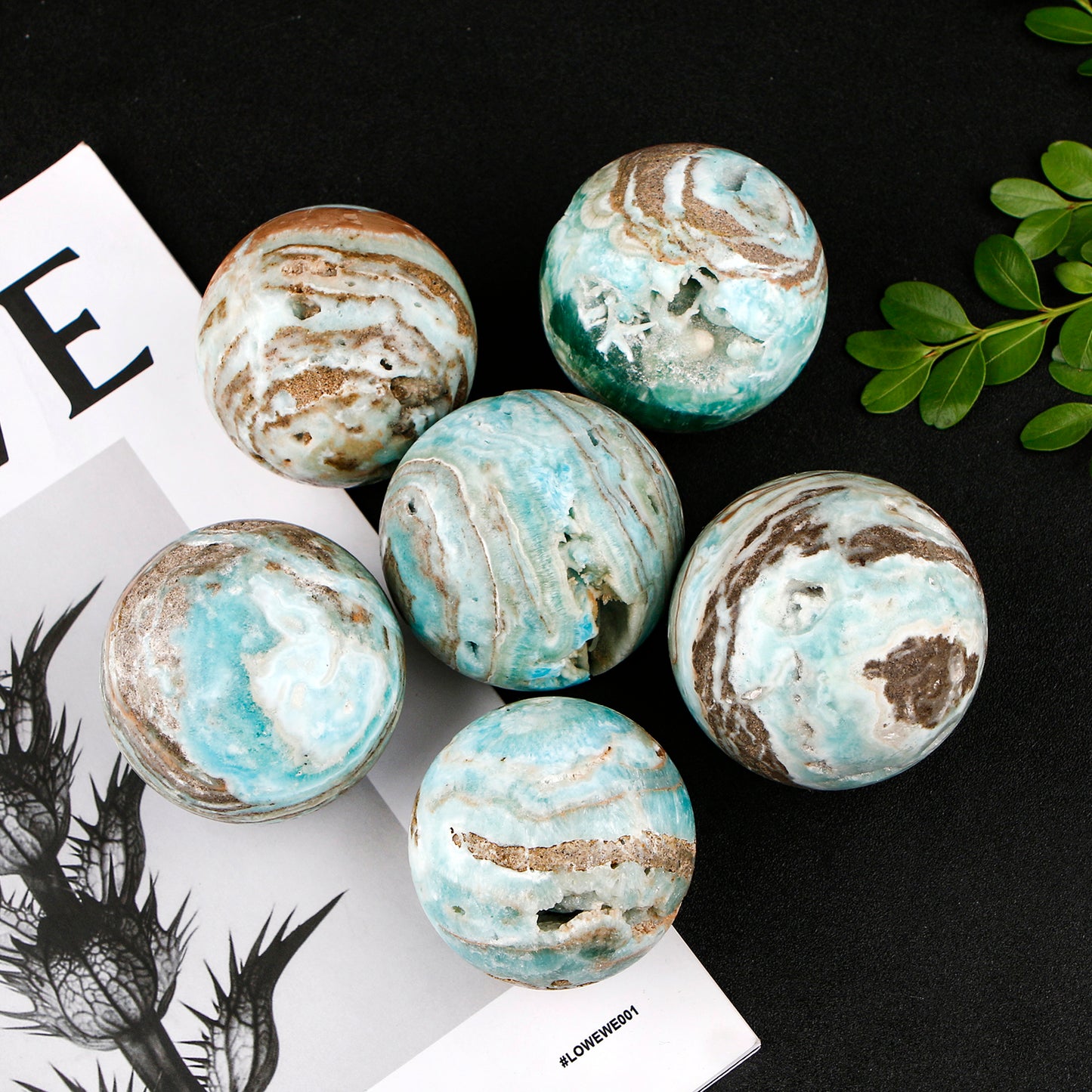 Natural Blue Hemimorphite Sphere Healing Energy Ball Meditation Home Decor Gift