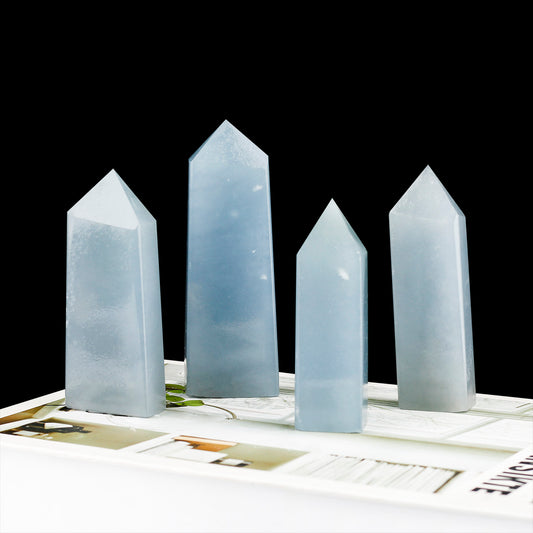 Natural Angel Stone Square Pillar Heal ing Gemstone Home Decor