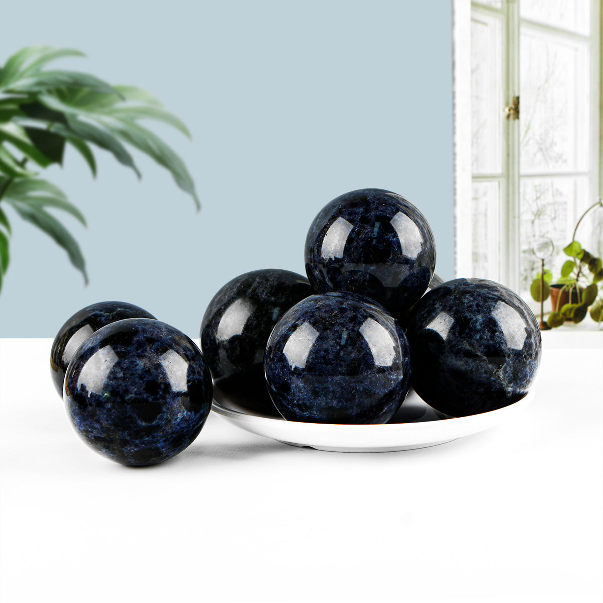 Natural Cordierite Crystal Sphere Healing Energy Ball Meditation Home Decor Gift