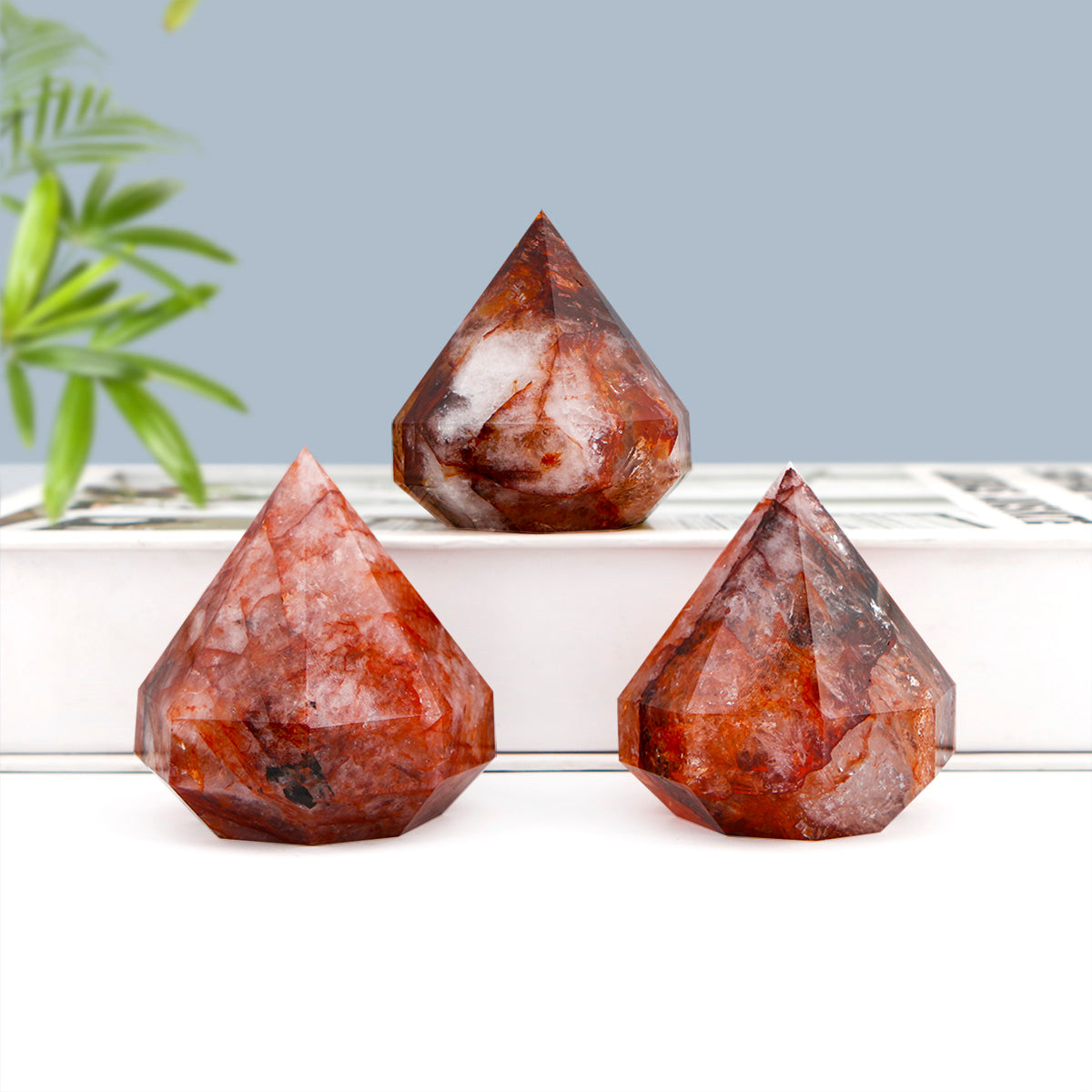 Natural Red gum flower carved diamond ornament Heal ing Gemstone Home Decor