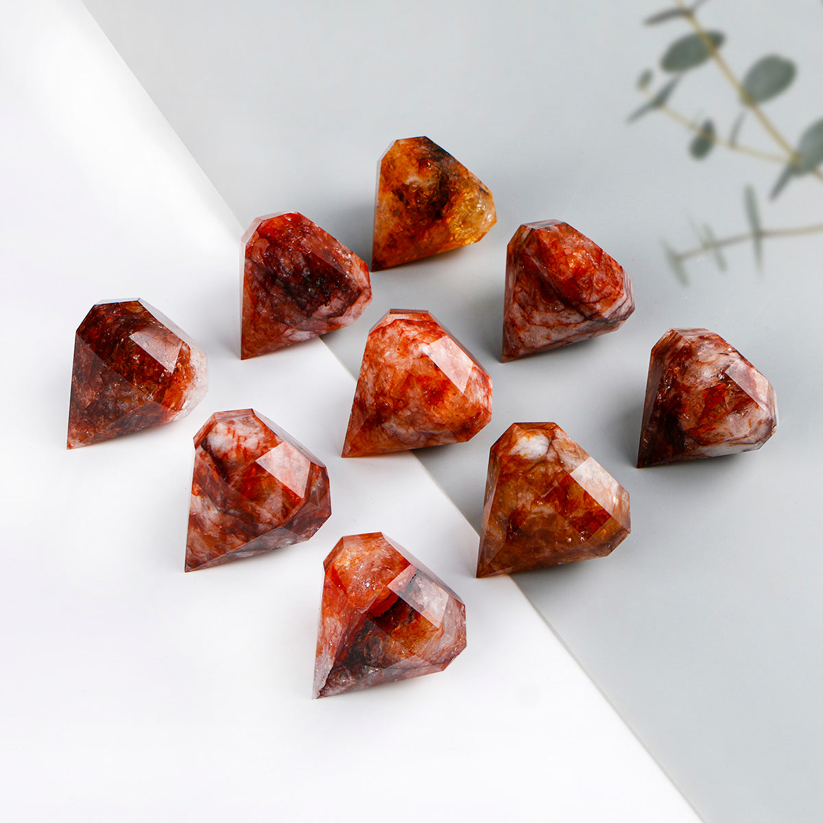 Natural Red gum flower carved diamond ornament Heal ing Gemstone Home Decor