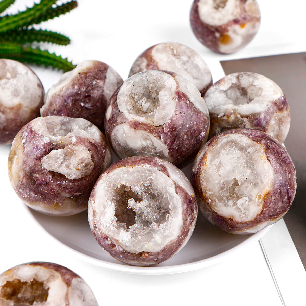 Natural Crystal Cave Purple Lithium Mica Symbiotic Sphere Heal ing Gemstone Home Decor