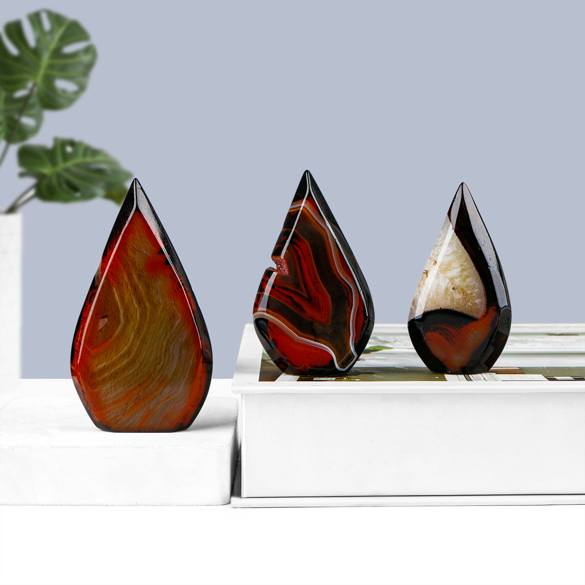 Natural Black and red wrapped agate ornament Heal ing Gemstone Home Decor