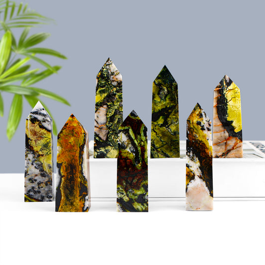 Natural Yellow pine stone square pillar Heal ing Gemstone Home Decor