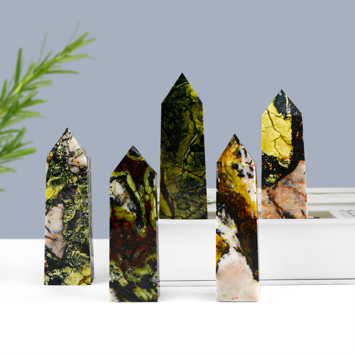 Natural Yellow pine stone square pillar Heal ing Gemstone Home Decor