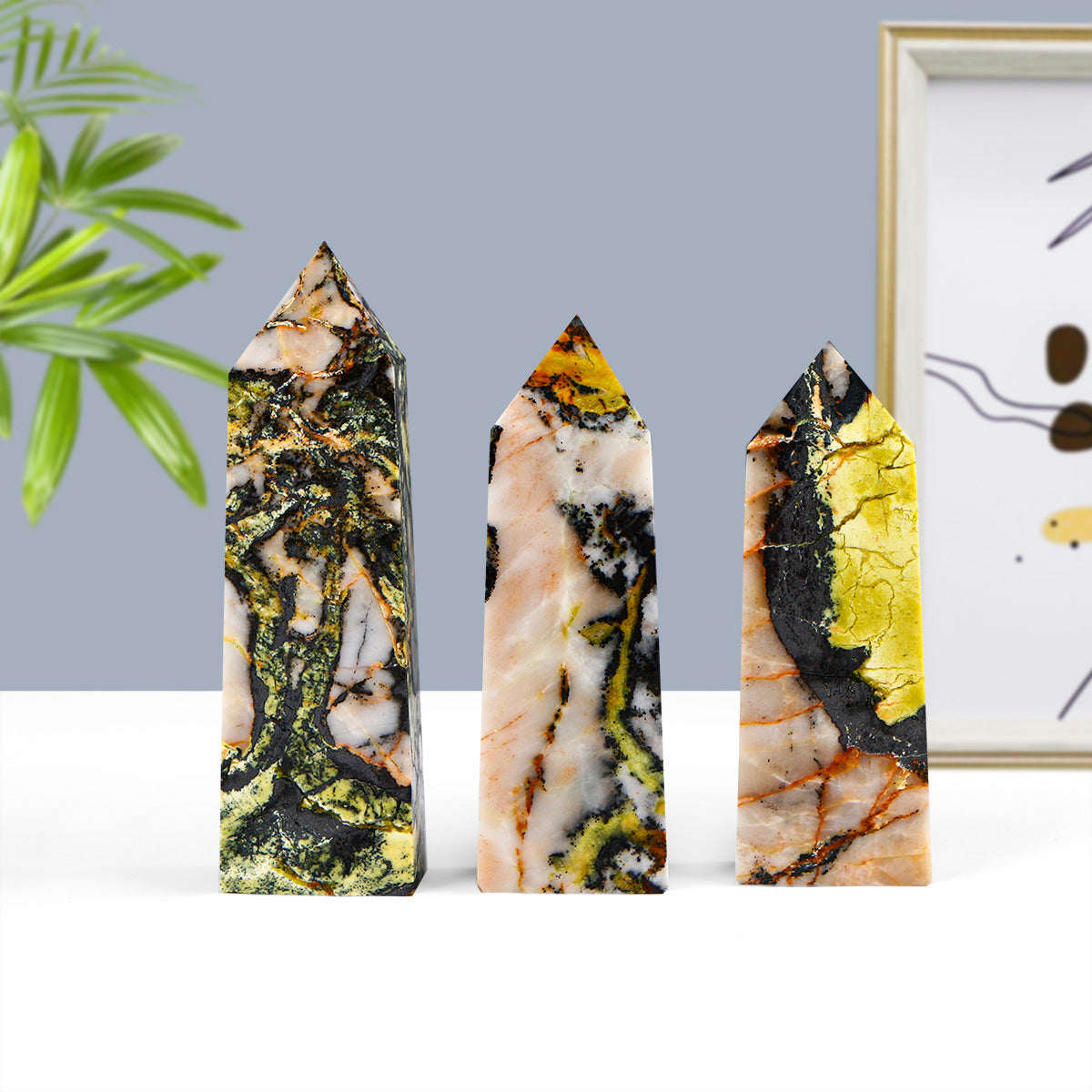 Natural Yellow pine stone square pillar Heal ing Gemstone Home Decor
