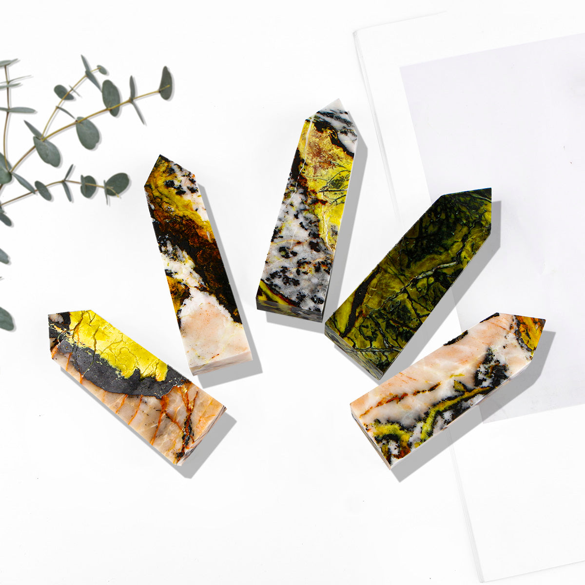 Natural Yellow pine stone square pillar Heal ing Gemstone Home Decor