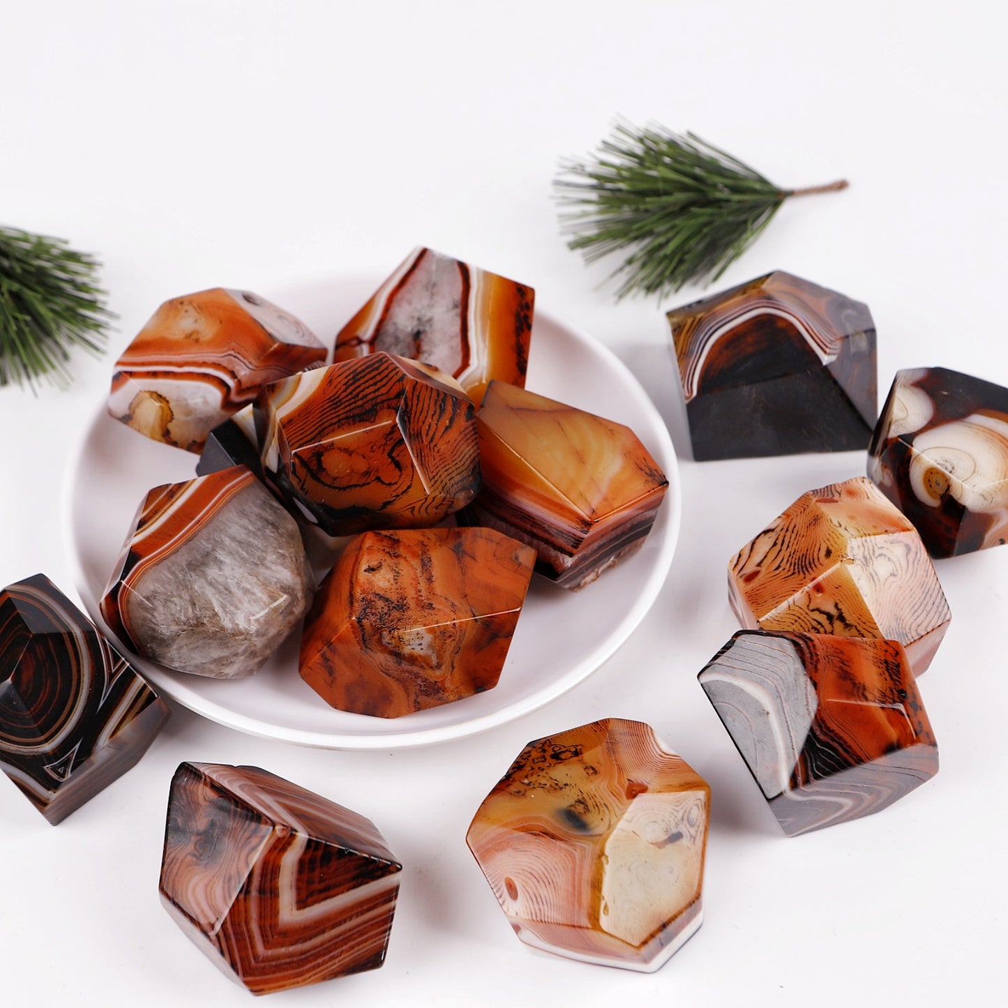 Natural Black and red wrapped agate rolling stone Heal ing Gemstone Home Decor