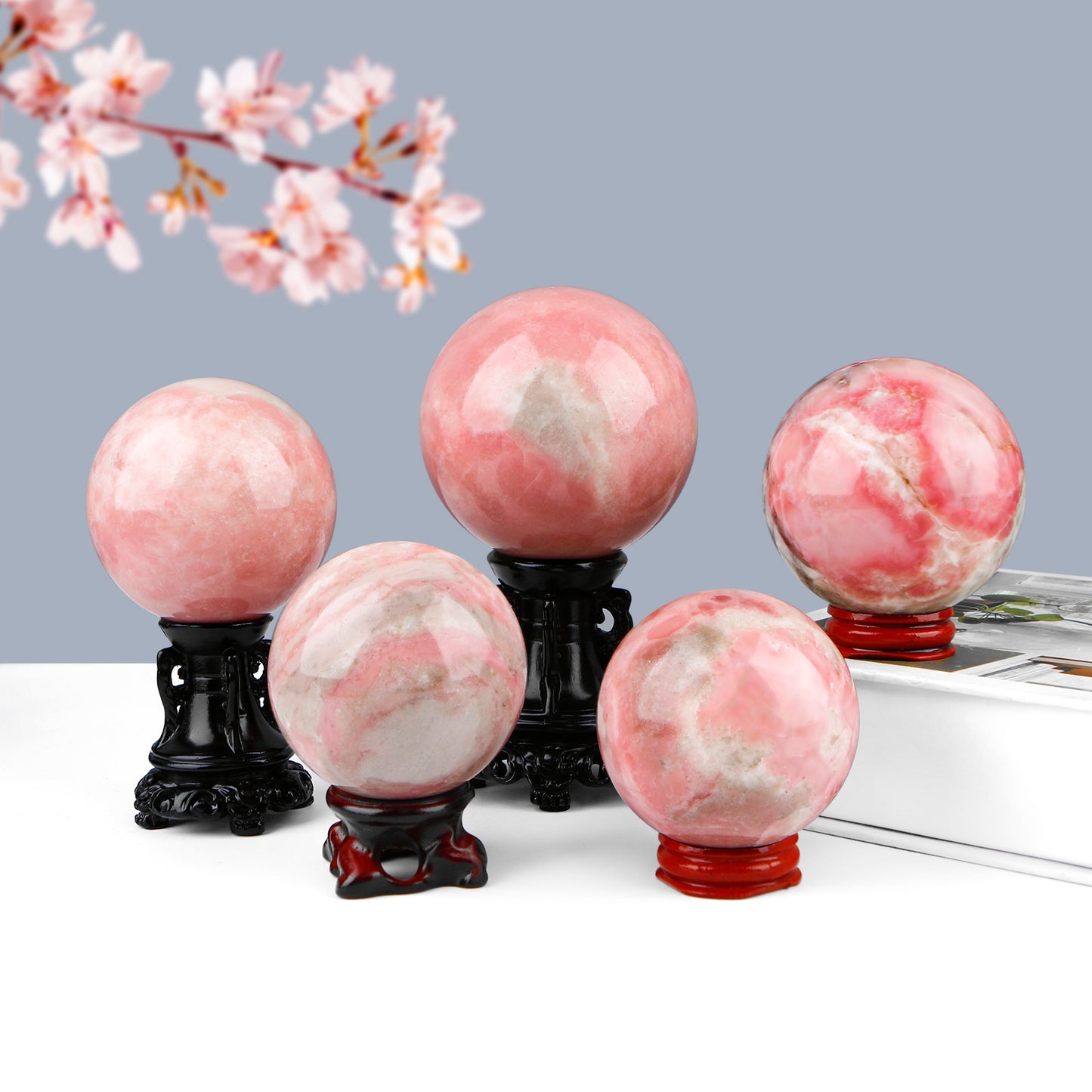 Natural Pink Opal Sphere Healing Energy Ball Meditation Home Decor Gift