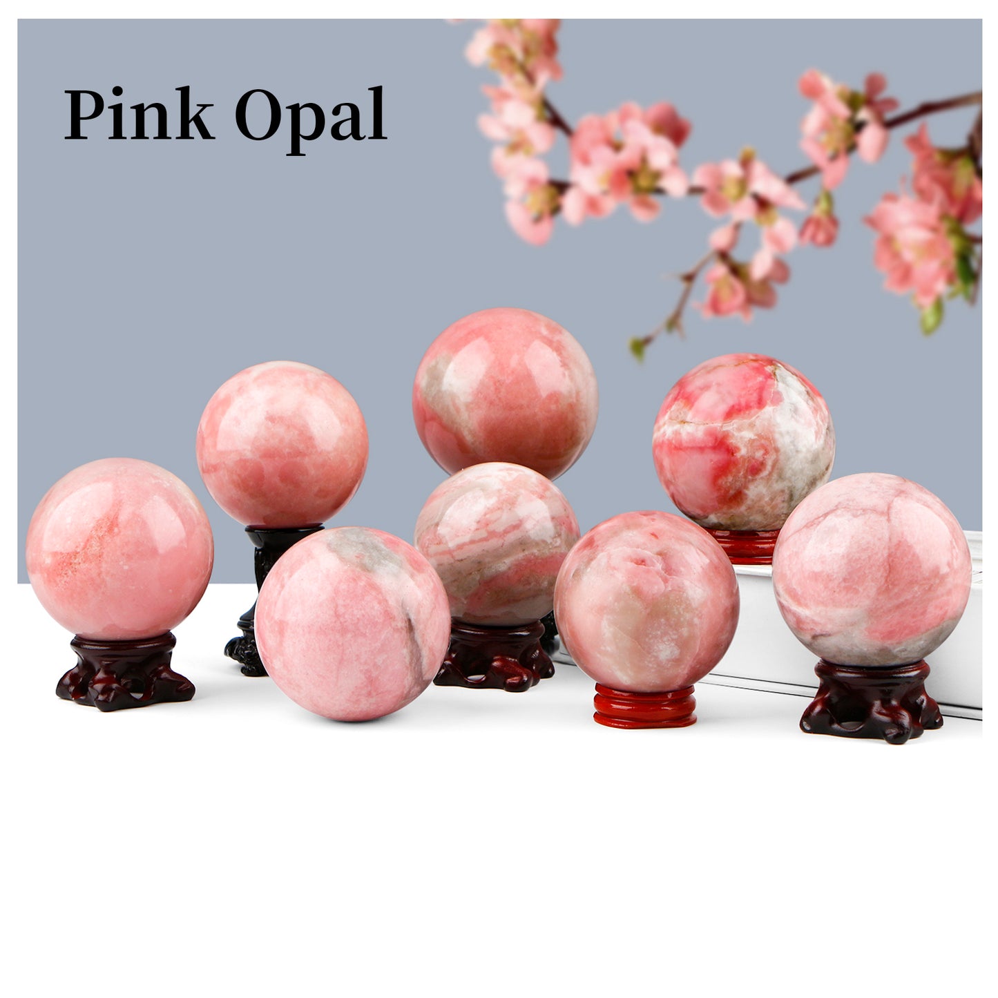 Natural Pink Opal Sphere Healing Energy Ball Meditation Home Decor Gift