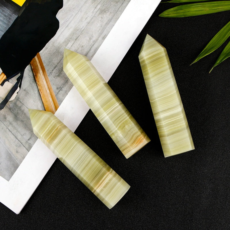 Natural Afghan jade single pointed pillar Heal ing Gemstone Home Decor
