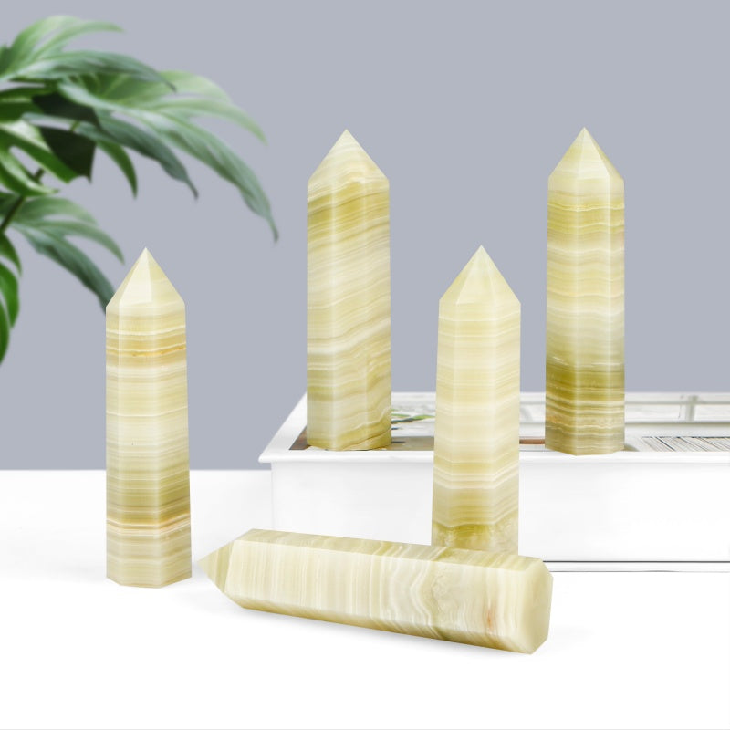 Natural Afghan jade single pointed pillar Heal ing Gemstone Home Decor