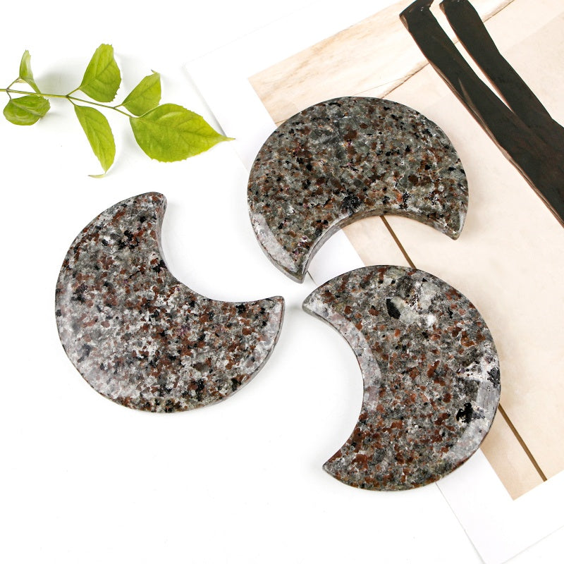 Natural  Flame Stone Carving Moon Heal ing Gemstone Home Decor