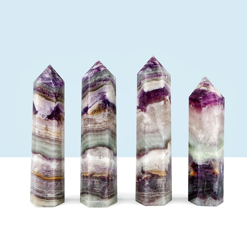 Natural Purple fluorite root single pointed column Heal ing Gemstone Home Decor