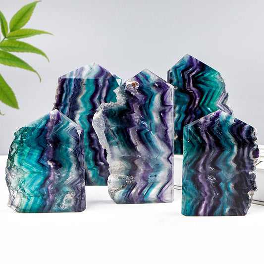 Natural  Purple green fluorite slices  Heal ing Gemstone Home Decor