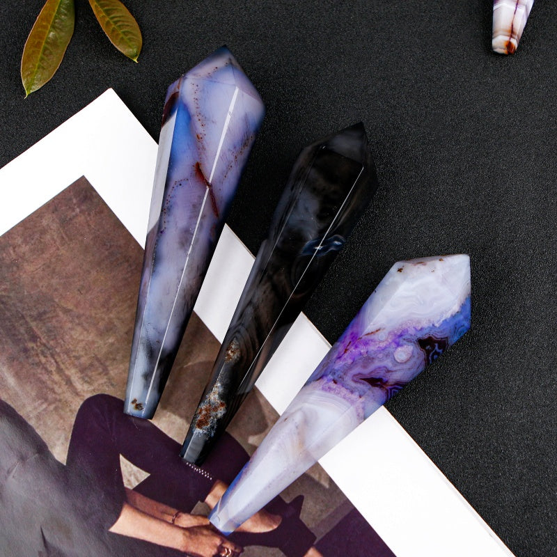 Natural Agate scepter Heal ing Gemstone Home Decor