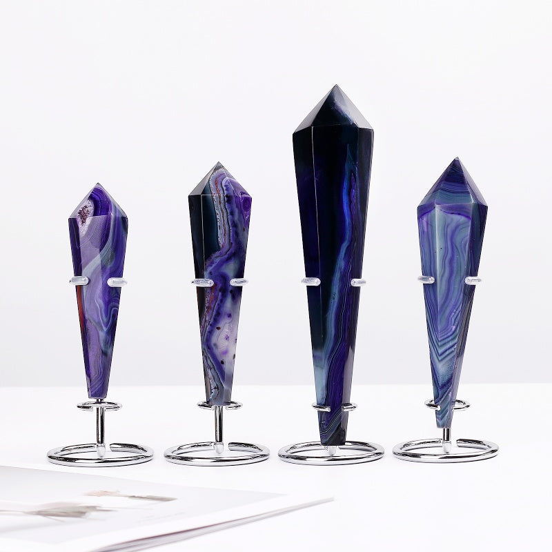 Natural Purple wrapped agate scepter Heal ing Gemstone Home Decor