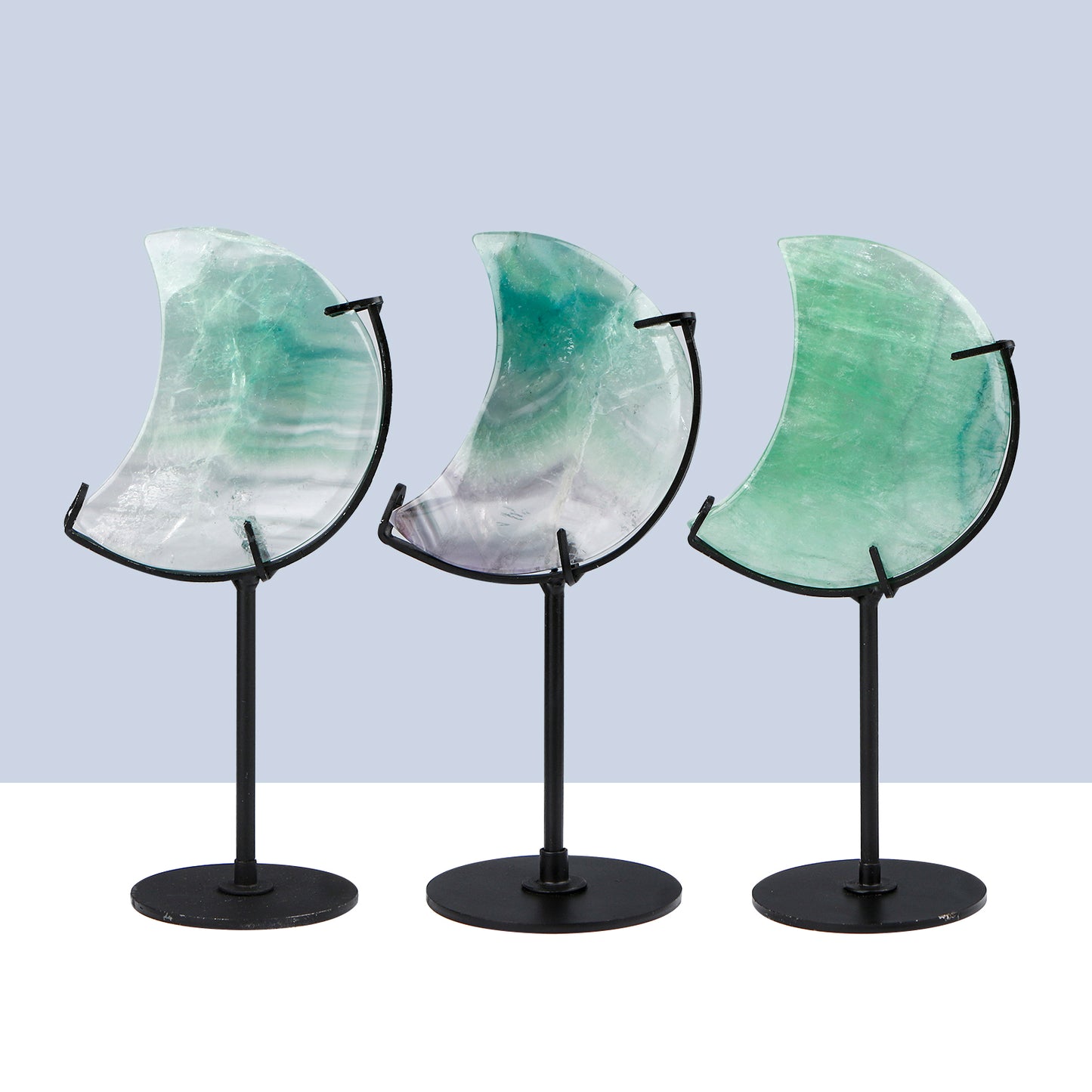 Natural Green fluorite carving moon Heal ing Gemstone Home Decor